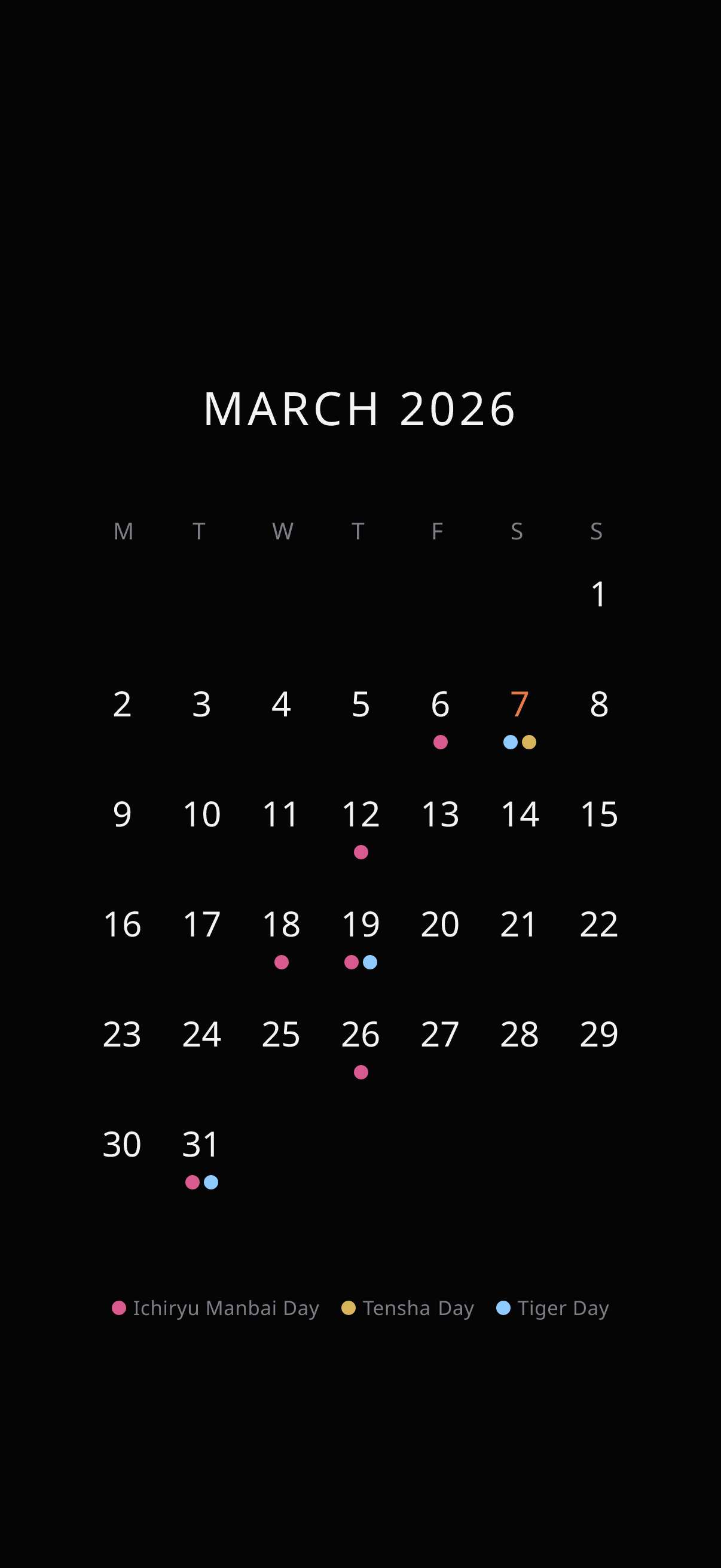 Monthly Lucky Calendar preview
